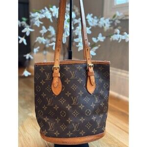 LOUIS VUITTON Petit Bucket PM Monogram Canvas  (Inside deteriorated )